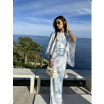 Pucci blue shawl-style silk dress, sizes: 36-42