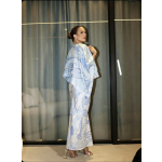 Pucci blue shawl-style silk dress, sizes: 36-42
