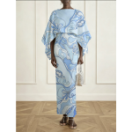 Pucci blue shawl-style silk dress, sizes: 36-42