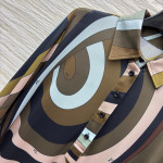 Pucci floral-print shirt dress with Polo neck, draped fabric, sizes S, M, L