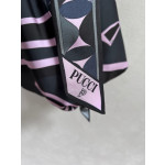 Pucci silk halter top with print, made of 100% silk twill, featuring a signature geometric swirl print all over. It has a halter neckline, a backless design with lace-up details, and each printed piece is unique.
