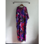 Pucci smock dress made of 100% lightweight cotton, featuring a round neck, tie-back straps, a loose silhouette, and Orchidee multi-color printing