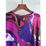 Pucci smock dress made of 100% lightweight cotton, featuring a round neck, tie-back straps, a loose silhouette, and Orchidee multi-color printing