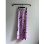 Pucci silk wide-leg pants, heavyweight 19mm twill silk, adorned with Stella marble pattern random print, side zipper closure. Size: S M L XL