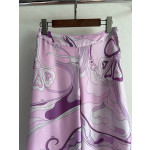 Pucci silk wide-leg pants, heavyweight 19mm twill silk, adorned with Stella marble pattern random print, side zipper closure. Size: S M L XL
