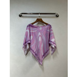 Pucci silk cloak top, made of 18-mu twill silk fabric (without closure), is a pullover with vortex psychedelic pattern printed on the front and back. Size: one size fits all