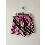 Pucci colorful silk shorts, made of heavy-weight 19-micron twill silk, feature a random print of Vivara psychedelic swirls. They have an elastic waistband and side slit pockets. Size options: 36, 38, 40, 42