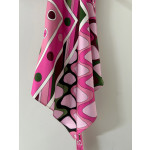 Pucci's silk floral-print halter dress is made of 100% twill silk, featuring a signature geometric swirl print all over. It adopts a self-fastening neck and back design, making each piece unique. Size: one size fits all