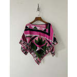 Pucci cloak top, made of 18-mu silk twill fabric (without closure), is a pullover with vortex psychedelic print patterns positioned on the front and back panels