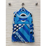 Pucci Blue Tune Silk Printed Suit, 100% Aligned Silk, Smooth and Draping Texture, SML Top