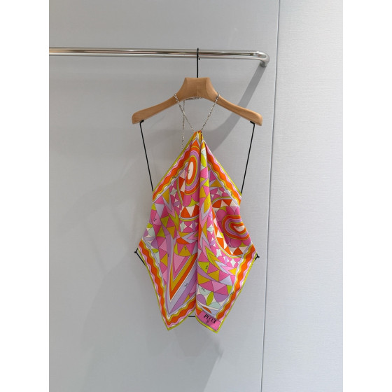 Pucci chain neck-hanging top ✨ 100% heavyweight twill silk, printed with Angoli pattern Size: one size fits all