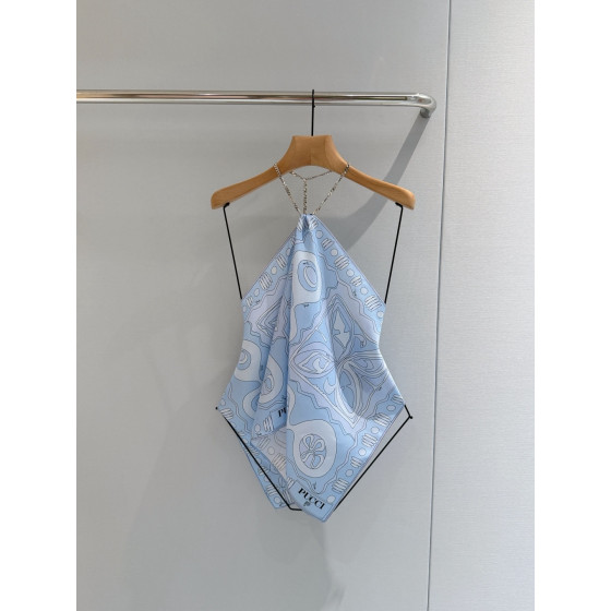 Pucci chain neck-hanging top ✨ 100% heavyweight twill silk, printed with Angoli pattern Size: one size fits all