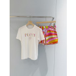 Pucci's colorful offset printing T-shirt ✨ is made of viscose blended knitted fabric, featuring a ribbed round neck, short sleeves, straight body, and straight hem. Size options include: S, M, L, XL