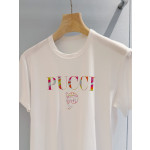 Pucci's colorful offset printing T-shirt ✨ is made of viscose blended knitted fabric, featuring a ribbed round neck, short sleeves, straight body, and straight hem. Size options include: S, M, L, XL