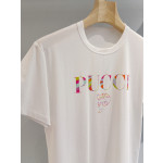 Pucci's colorful offset printing T-shirt ✨ is made of viscose blended knitted fabric, featuring a ribbed round neck, short sleeves, straight body, and straight hem. Size options include: S, M, L, XL