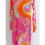 Pucci sheer and see-through dress ✨ This dress cleverly utilizes the contrast between transparency and iconic patterns, featuring the classic "Orchidee" swirl pattern surrounding the floral print. Size options: 36, 38, 40, 42