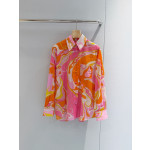 Pucci loose shirt ✨ crafted from 100% lightweight cotton, featuring an Orchidee colorful print, front buttons, and a chest pocket. Sizes: 36, 38, 40, 42