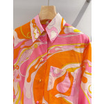 Pucci loose shirt ✨ crafted from 100% lightweight cotton, featuring an Orchidee colorful print, front buttons, and a chest pocket. Sizes: 36, 38, 40, 42