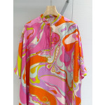 Pucci silk robe-style dress✨crafted from 100% heavyweight twill silk, featuring a relaxed and flowing silhouette, the Orchidee Print Silk Kaftan is a sleek and fully enveloping robe. Size options: 36, 38, 40, 42