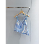 Pucci woven strap top ✨ It is made of 100% heavyweight twill silk, with a delicate and modern color palette injected into the image by the light blue Iride print. Size: 36, 38, 40, 42