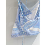 Pucci woven strap top ✨ It is made of 100% heavyweight twill silk, with a delicate and modern color palette injected into the image by the light blue Iride print. Size: 36, 38, 40, 42