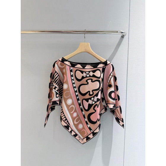 Pucci Soleil printed cape blouse✨100% heavyweight twill silk fabric Size: one size fits all