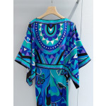 Pucci cloak two-piece dress set✨ Sold as a set and not separable, 100% silk twill, featuring a signature geometric swirl print throughout, with detachable cloak details, and poncho-style printed sizes: 36, 38, 40, 42