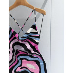 Pucci's draped halter dress✨ features its Marmo-Print, showcasing vibrant, colorful prints and luxurious fashion design. Size options: 36, 38, 40, 42