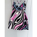 Pucci's draped halter dress✨ features its Marmo-Print, showcasing vibrant, colorful prints and luxurious fashion design. Size options: 36, 38, 40, 42