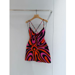 Pucci's draped halter dress✨ features its Marmo-Print, showcasing vibrant, colorful prints and luxurious fashion design. Size options: 36, 38, 40, 42