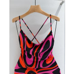 Pucci's draped halter dress✨ features its Marmo-Print, showcasing vibrant, colorful prints and luxurious fashion design. Size options: 36, 38, 40, 42