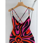 Pucci's draped halter dress✨ features its Marmo-Print, showcasing vibrant, colorful prints and luxurious fashion design. Size options: 36, 38, 40, 42