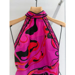 Pucci Orchidee floral-print top ✨ crafted from 100% silk twill, featuring a signature Orchidee marble print all over, a halter neckline with a backless lace-up design. Each printed piece is unique. Size: one size fits all