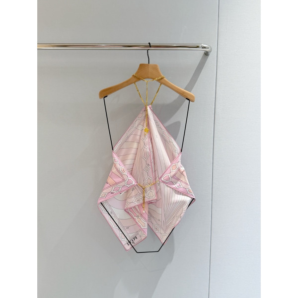 Pucci chain-link neck top ✨ 100% heavyweight twill silk, printed with Iride Print pink and nude pattern, silk twill top, neckline with hanging neck, collar button, smooth and minimalist silhouette, size: one size fits all