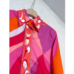 Pucci Cotton Printed Shirt ✨ 100% cotton. Features all‑over placement print of the "Orchidee" geometric motif. Finished with covered buttons, tailored fit and classic straight‑point collar.  Sizes: 36, 38, 40, 42