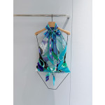 Pucci Orchidee‑Print Top ✨ 100% silk twill. All‑over signature Orchidee geometric swirl print. Halter neck with open‑back tie detail. Each printed piece is unique.  Size: One‑size‑fits‑all