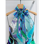 Pucci Orchidee‑Print Top ✨ 100% silk twill. All‑over signature Orchidee geometric swirl print. Halter neck with open‑back tie detail. Each printed piece is unique.  Size: One‑size‑fits‑all