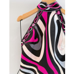 Pucci Marmo‑Print Top ✨ 100% silk twill. All‑over signature Marmo geometric swirl print. Halter‑neck style with open‑back tie closure. Each printed piece is unique.  Size: One‑size‑fits‑all