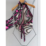Pucci Marmo‑Print Top ✨ 100% silk twill. All‑over signature Marmo geometric swirl print. Halter‑neck style with open‑back tie closure. Each printed piece is unique.  Size: One‑size‑fits‑all