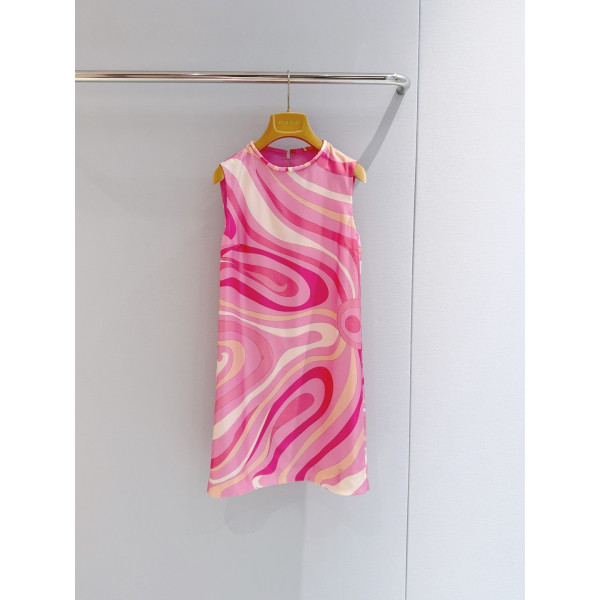 Pucci Printed Dress ✨ 100% heavyweight silk twill with Labirinto pink swirl print. Lined with tulle. Wide fixed round neck, concealed back zipper and straight hem.  Sizes: 36, 38, 40, 42
