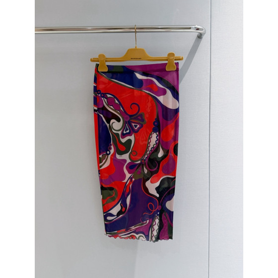 Pucci Sheer Tulle Midi Skirt ✨ All‑over print with the archival "Marmo" swirl motif. Crafted from lightweight stretch tulle mesh. Tailored cut with elastic waistband and delicate ruffle trim.  Sizes: 36, 38, 40, 42