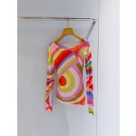 Pucci Sheer Tulle Top ✨ All‑over print of the archival "Marmo" swirl motif. Tulle cover‑up‑style top made of lightweight stretch mesh. Tailored cut with delicate ruffle trim. Each printed piece is unique.  Sizes: 36, 38, 40, 42