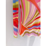 Pucci Sheer Tulle Top ✨ All‑over print of the archival "Marmo" swirl motif. Tulle cover‑up‑style top made of lightweight stretch mesh. Tailored cut with delicate ruffle trim. Each printed piece is unique.  Sizes: 36, 38, 40, 42