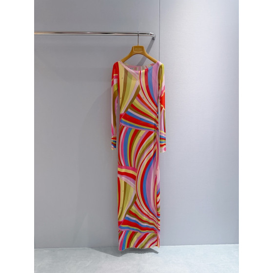 Pucci Sheer Tulle Dress ✨ All‑over print showcasing the archival "Marmo" swirl motif. Tulle cover‑up maxi dress crafted from mesh fabric, tailored fit with ample stretch.  Sizes: 36, 38, 40, 42