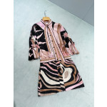 Pucci Asymmetric‑Sleeve Dress ✨ 100% heavyweight silk twill. Features asymmetrical rolled cuffs and Stella print. Placement‑cut on the bodice and random‑pattern print on the skirt, making every piece one‑of‑a‑kind.  Sizes: 36, 38, 40, 42