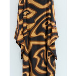 Pucci Silk Caftan Dress ✨ Crafted from premium 100% silk twill, adorned with black‑and‑gold Labirinto print. Features a roomy silhouette and cape‑style sleeves that tie at the wrists.  Size: One‑size‑fits‑all