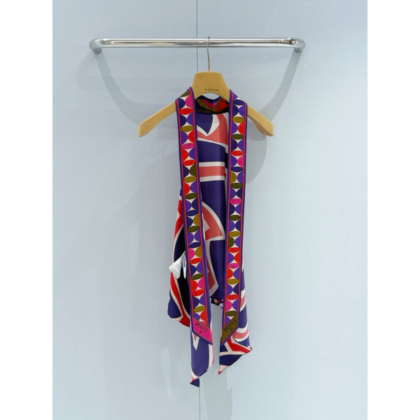 Pucci Labirinto Halter Top ✨ 100% silk twill with signature psychedelic swirl print. Halter tie design, adjustable hem and open‑back construction.  Size: One‑size‑fits‑all