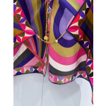 PUCCI Chain‑Detail Halter Top ✨ 100% heavyweight silk twill in iris purple tones. Features a gold‑toned chain halter strap embellished with the signature fish‑shaped pendant.  Size: One‑size‑fits‑all