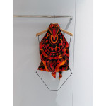 Pucci Manuba‑Print Top ✨ 100% silk twill. All‑over signature Manuba placement print rendered in striking orange, red and black colorway.  Size: One‑size‑fits‑all