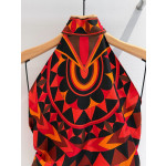 Pucci Manuba‑Print Top ✨ 100% silk twill. All‑over signature Manuba placement print rendered in striking orange, red and black colorway.  Size: One‑size‑fits‑all